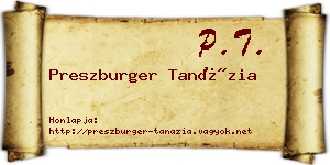 Preszburger Tanázia névjegykártya